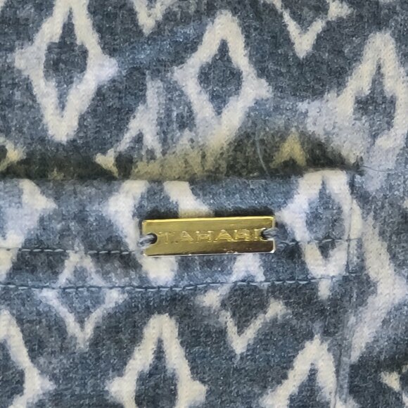 NWT TAHARI 2 Piece Matching Pajama Sleepwear Set XL Blue and White Top and Pants - Picture 9 of 16